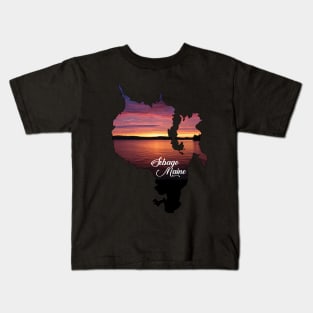 Sebago Lake, Maine Sunset lake Map Kids T-Shirt